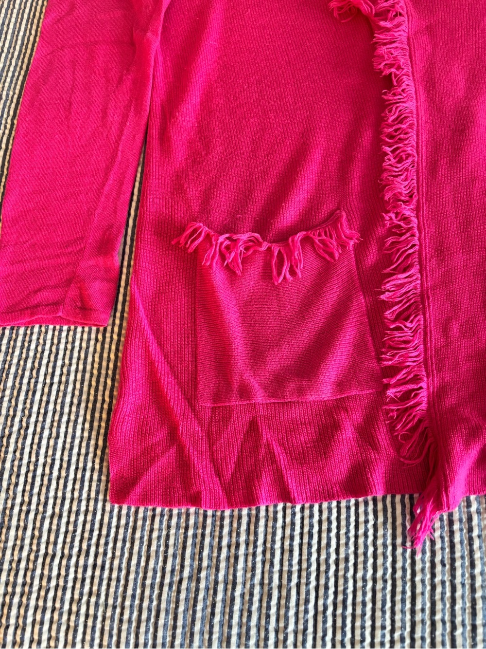Pretty Fuchsia Fringe Open Cardigan - Picture 9 of 10